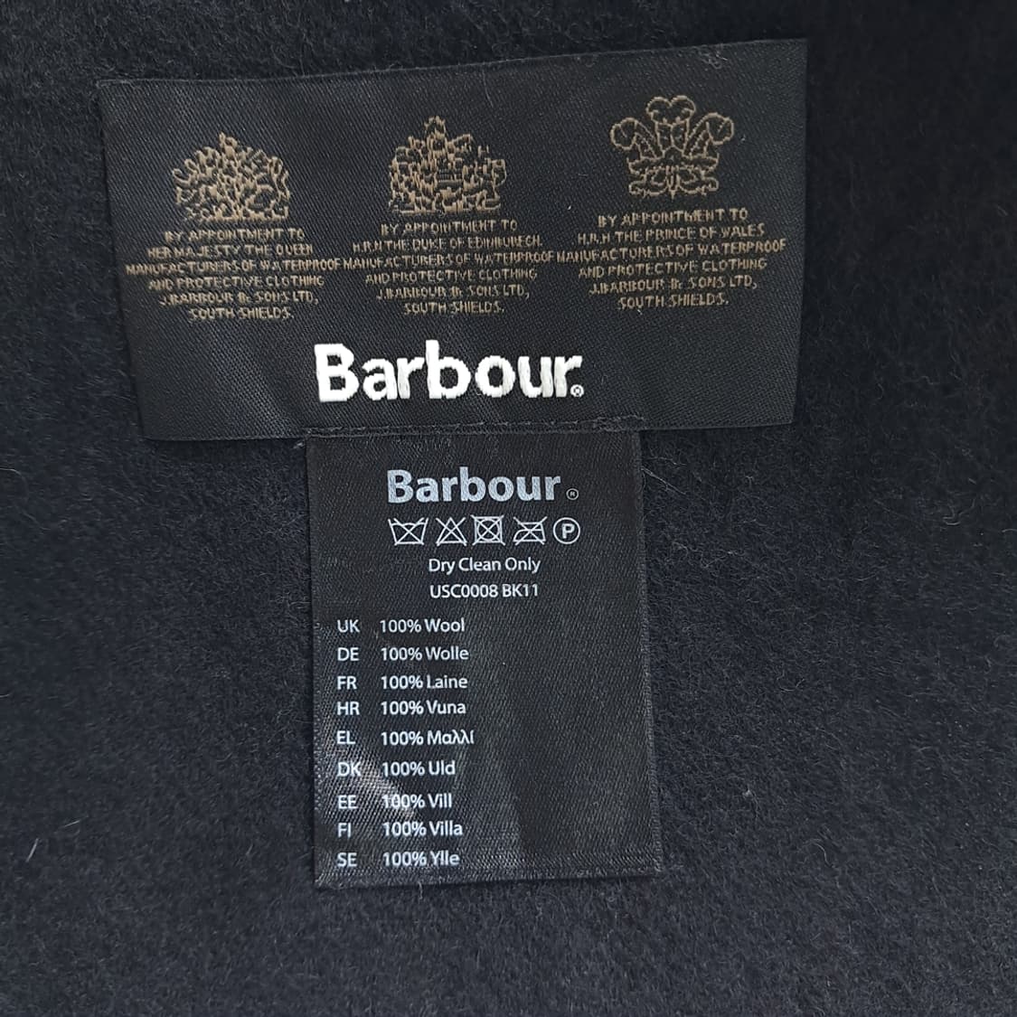 MX441 바버 울 3로얄워런트 옐로우로고 블랙 머플러 목도리 상품이미지4