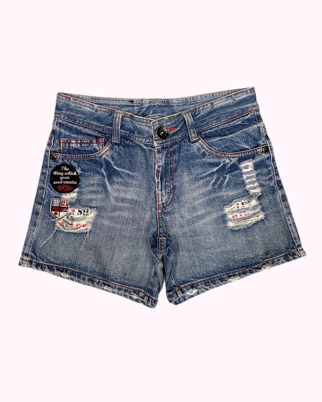 disstressed lettering denim shorts 상품이미지2