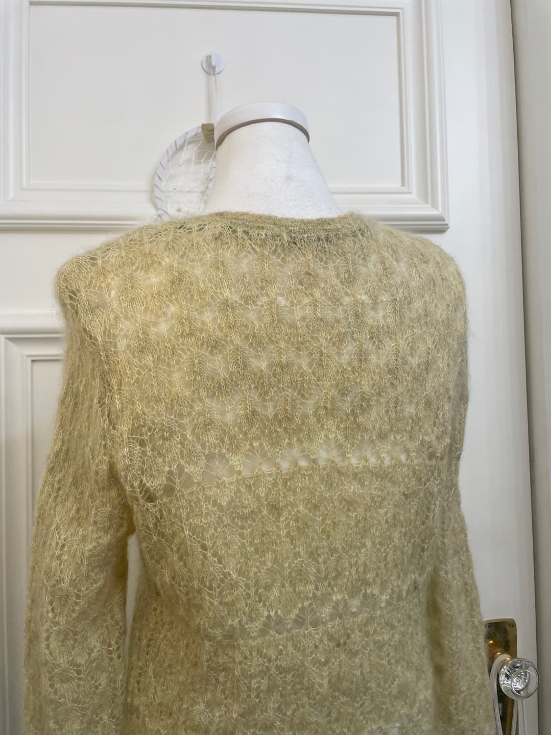 indi green crochet mohair cardigan&ivory 상품이미지5