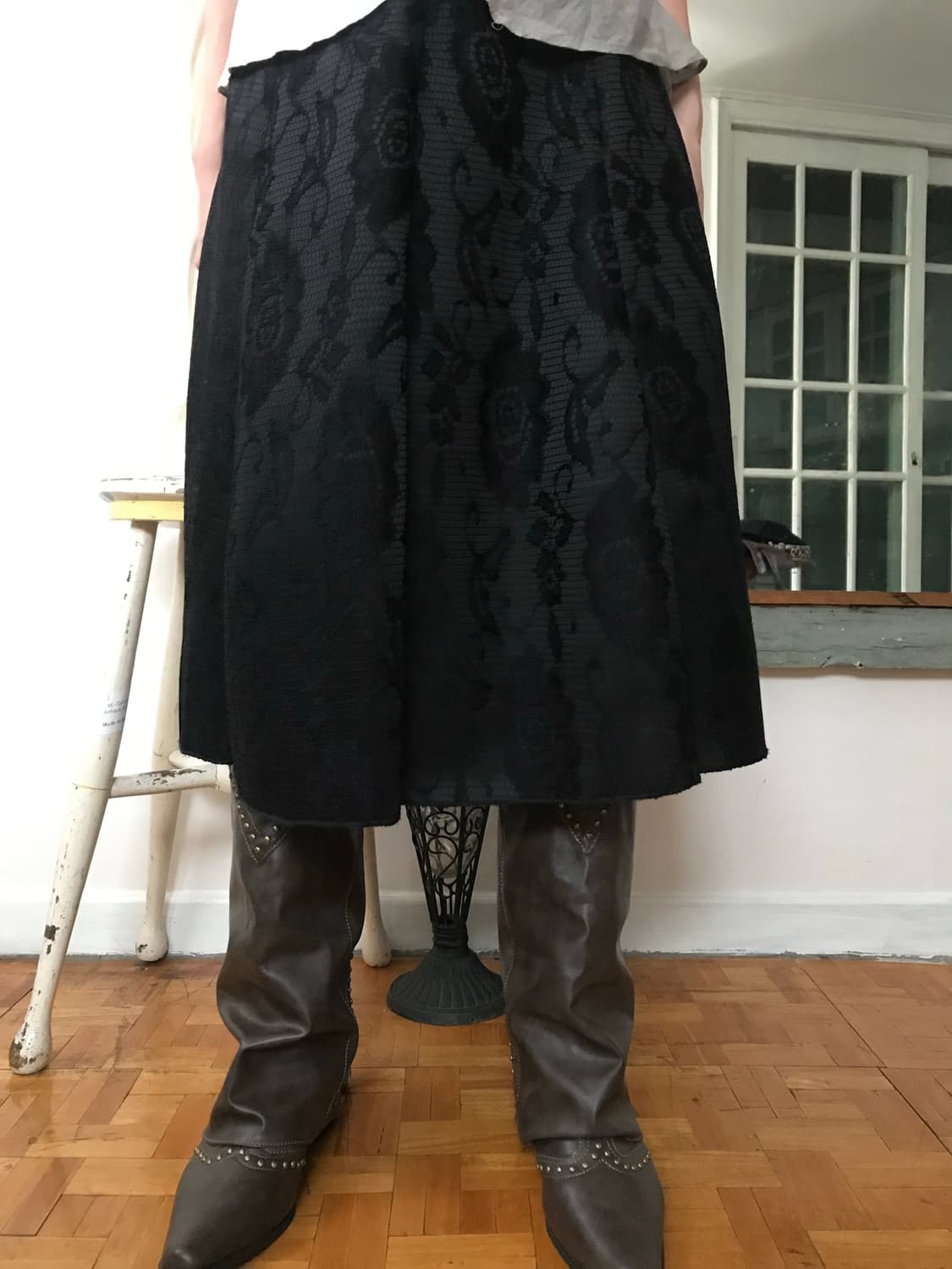 vintage black pattern skirt (25inch) 상품이미지2