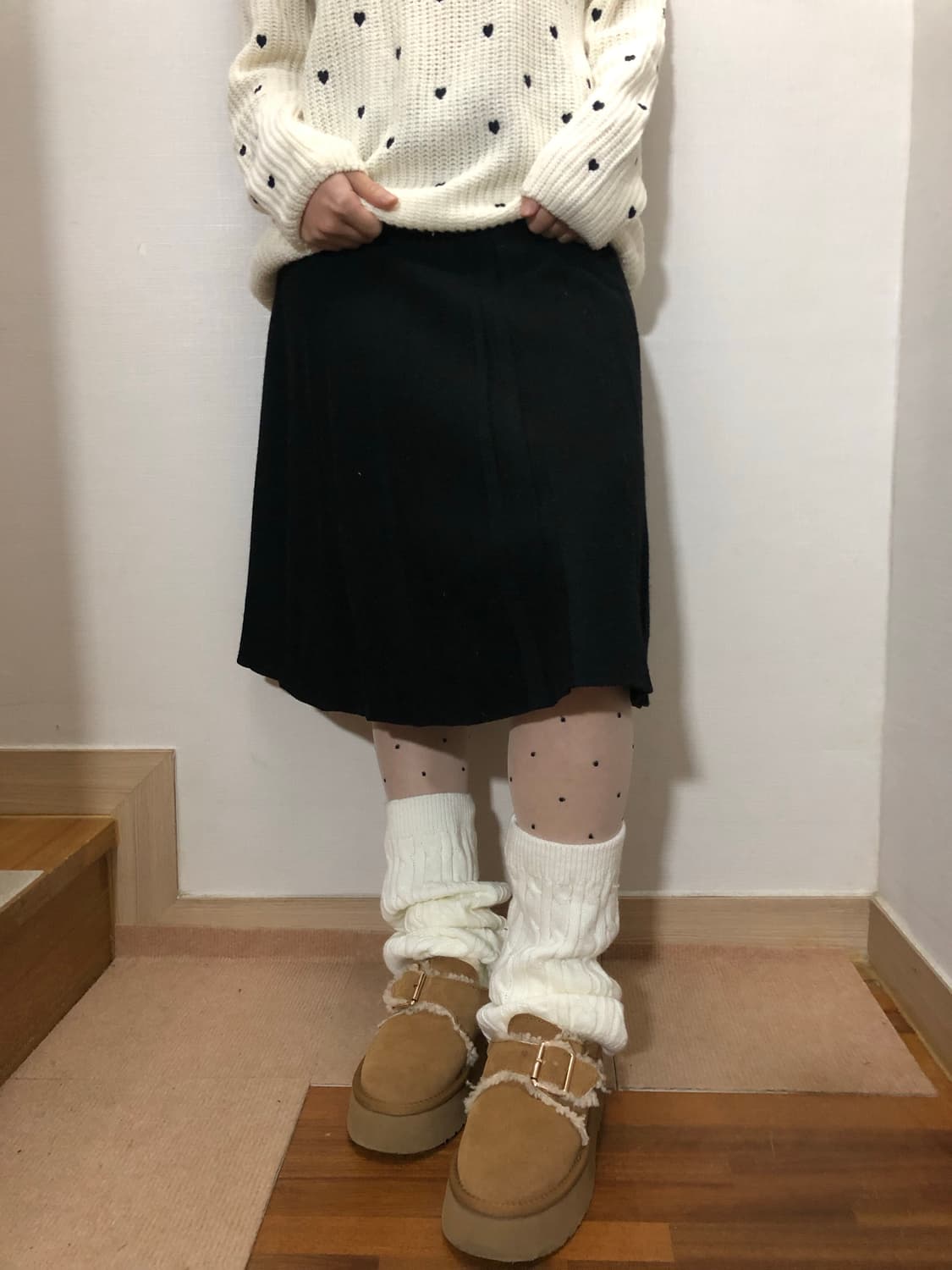 빈티지 블랙 플리츠 미디 스커트 상품이미지8