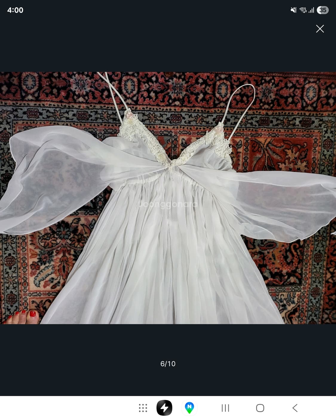 명품 수입 잠옷 나이트 웨어 Jonquil 시쓰루 화이트  상품이미지4