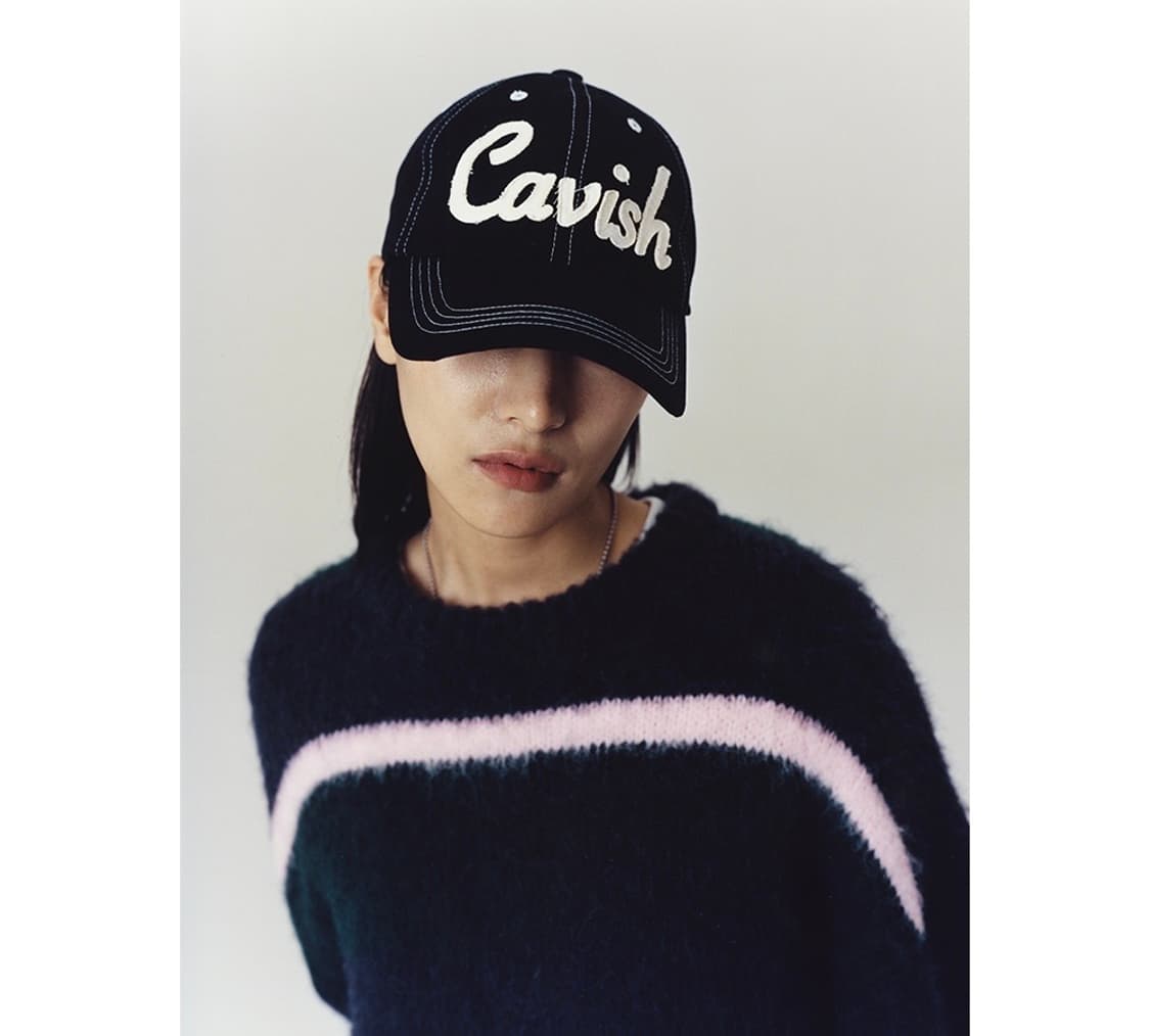 카비시 스티치 포인트 로고 볼캡 모자 블랙 상품이미지3