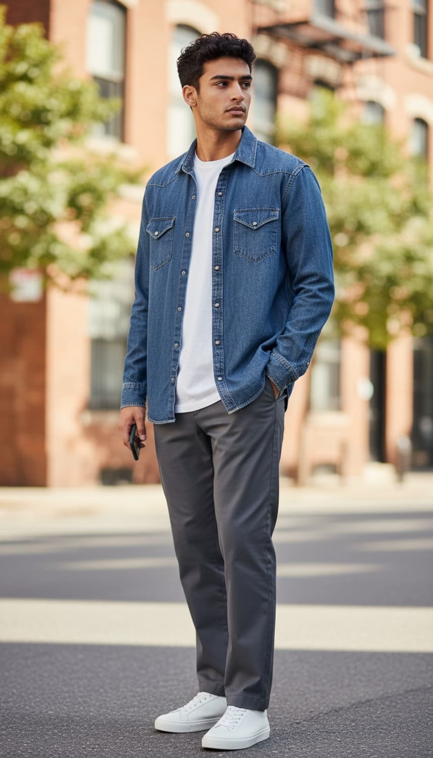 ZARA MAN 슬림핏 데님 셔츠 상품이미지1
