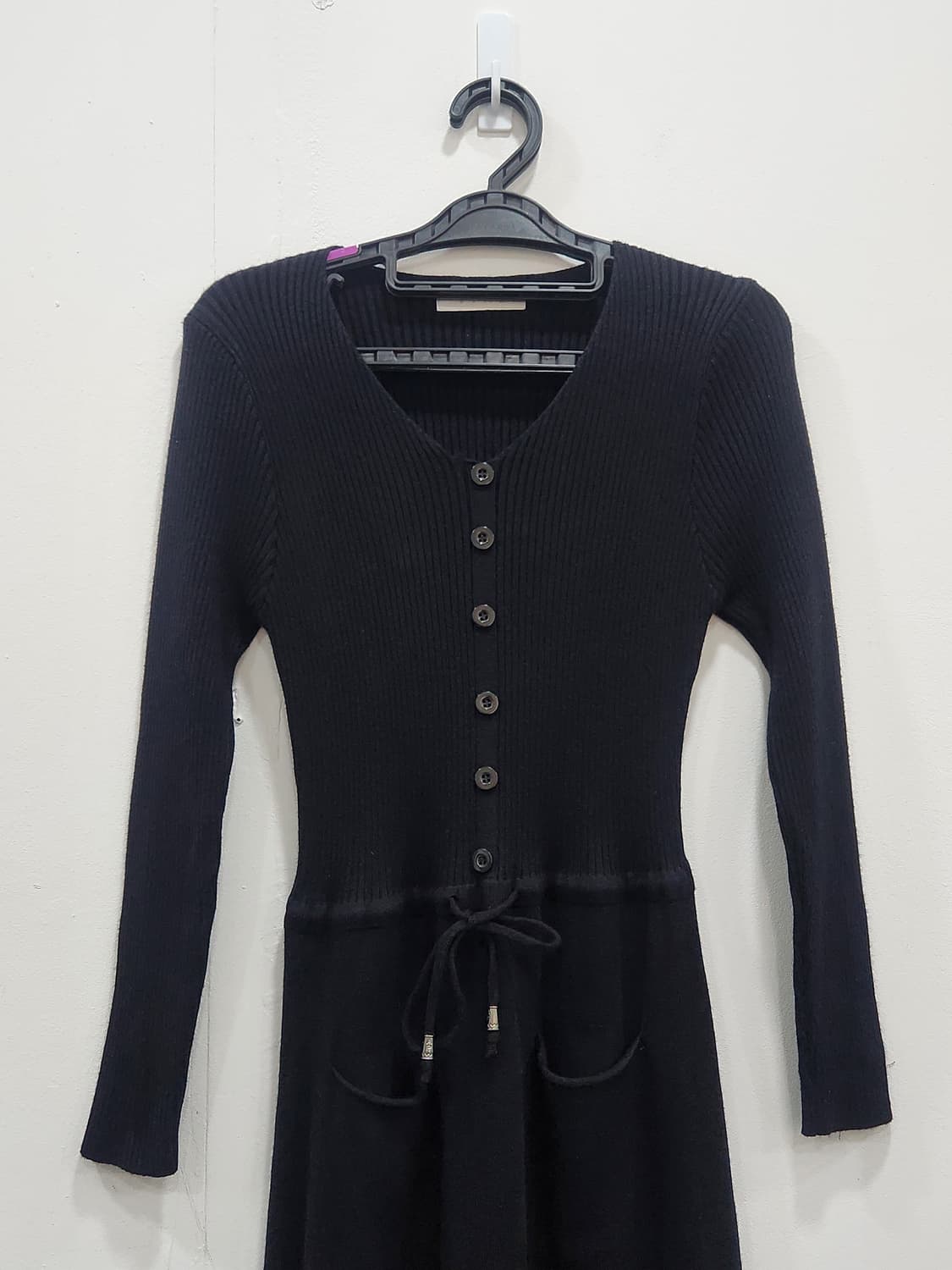 [55] VINE 바인 블랙 울 니트 롱 원피스 55사이즈 상품이미지2