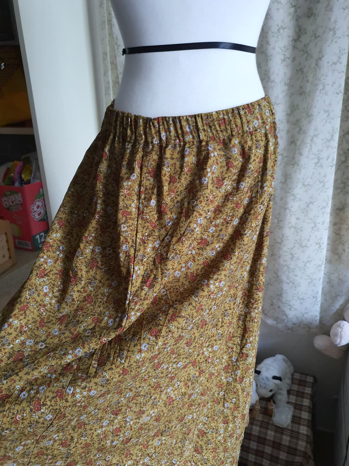 [모리걸] 플라워 롱 스커트 머스타드 색상 상품이미지4