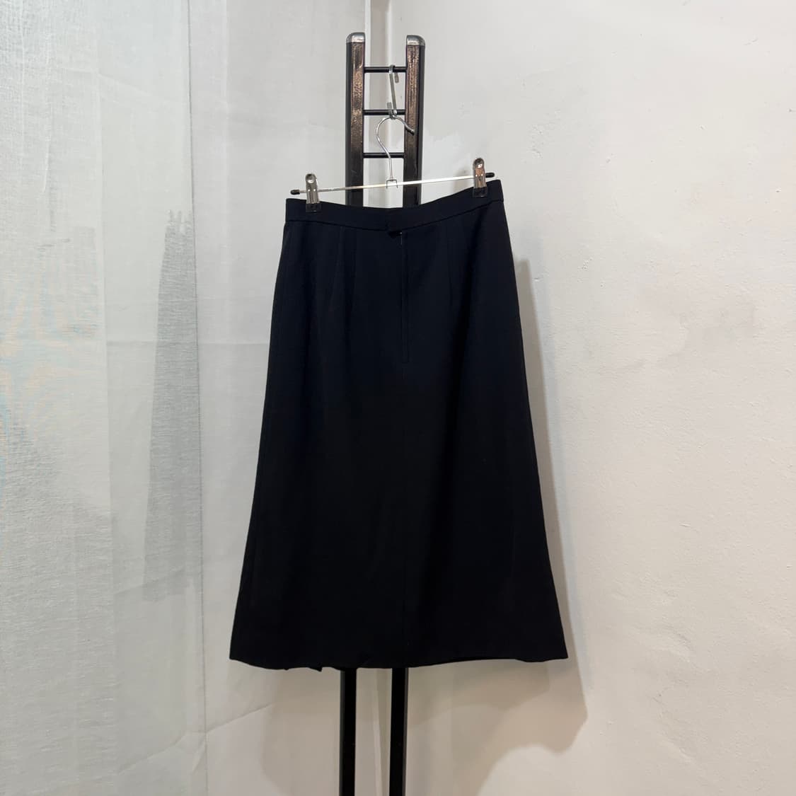 일본빈티지 사이드플리츠 주름 블랙치마 울스커트 4094 상품이미지4
