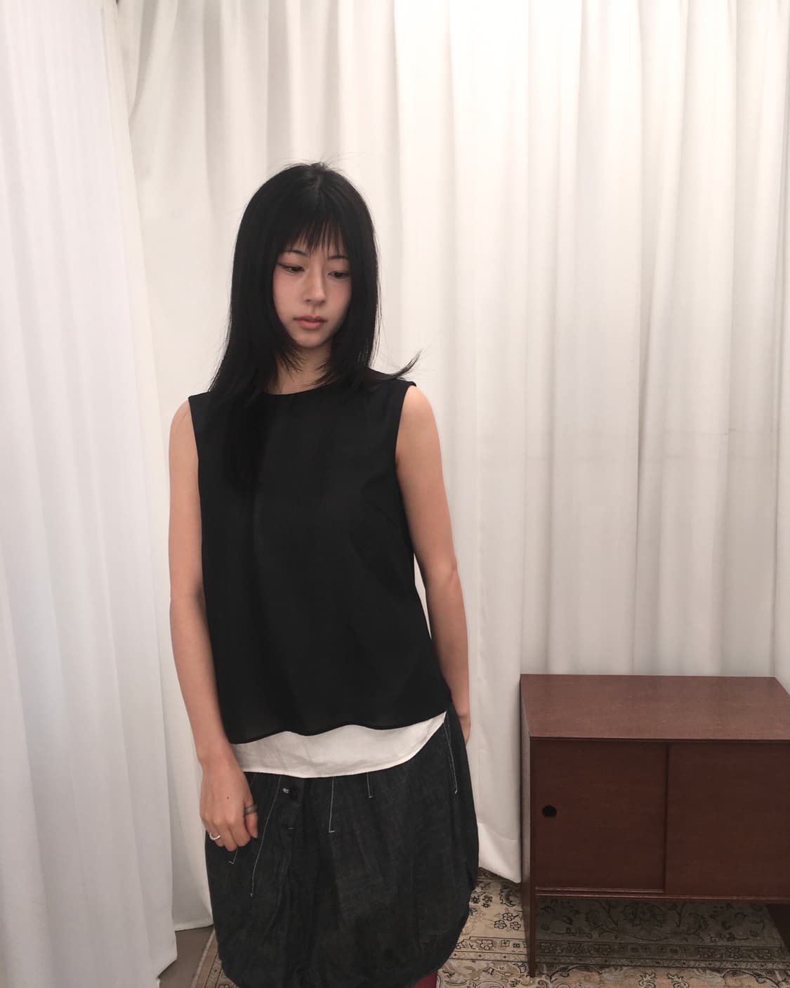 블랙 레이어드 슬리브리스 상품이미지1