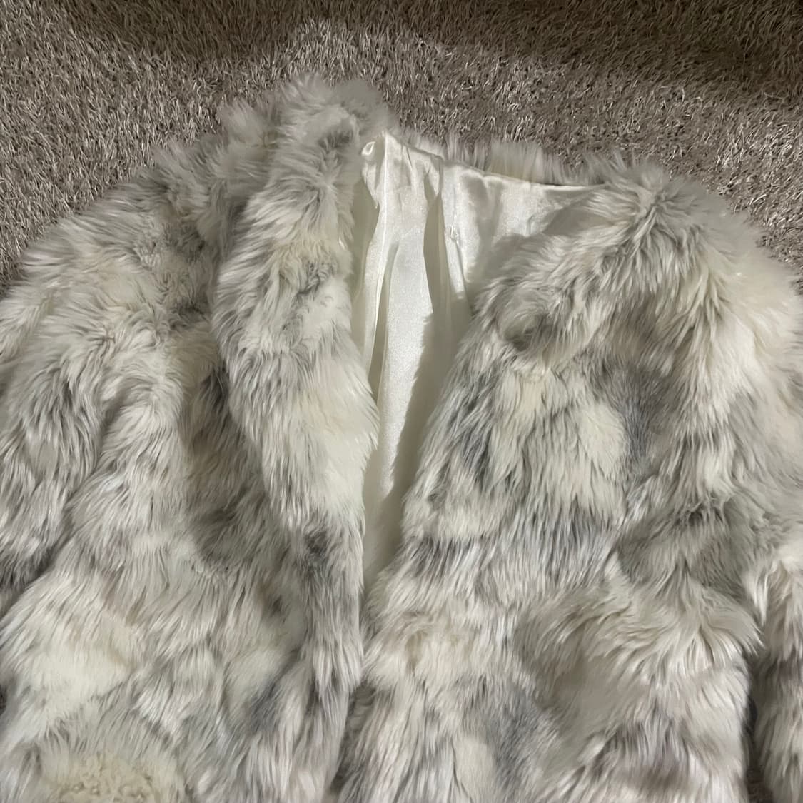 화이트 그레이 믹스 퍼 자켓 상품이미지4