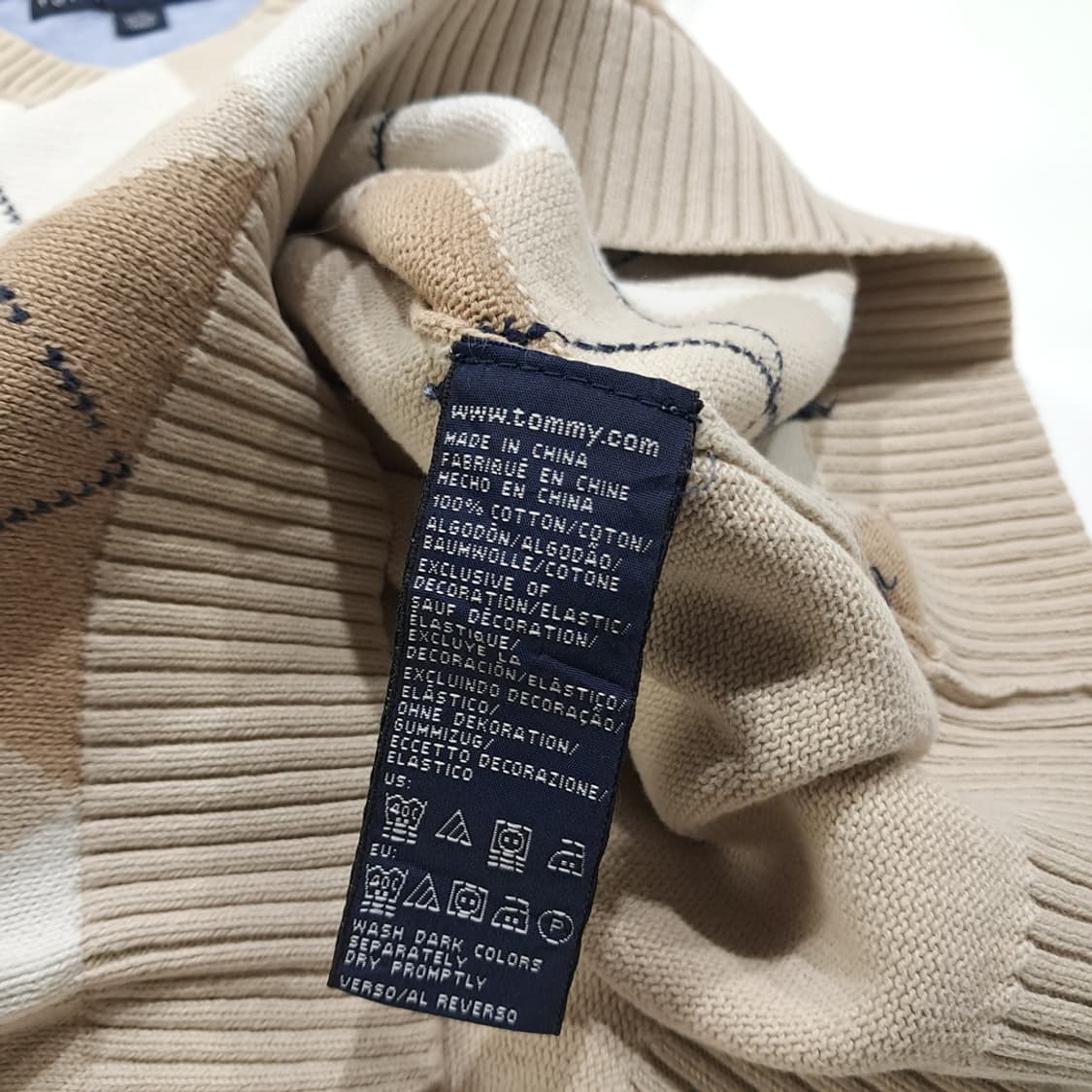 CL320 XS 타미힐피거 00s 코튼 아가일 브이넥 조끼 니트 상품이미지5