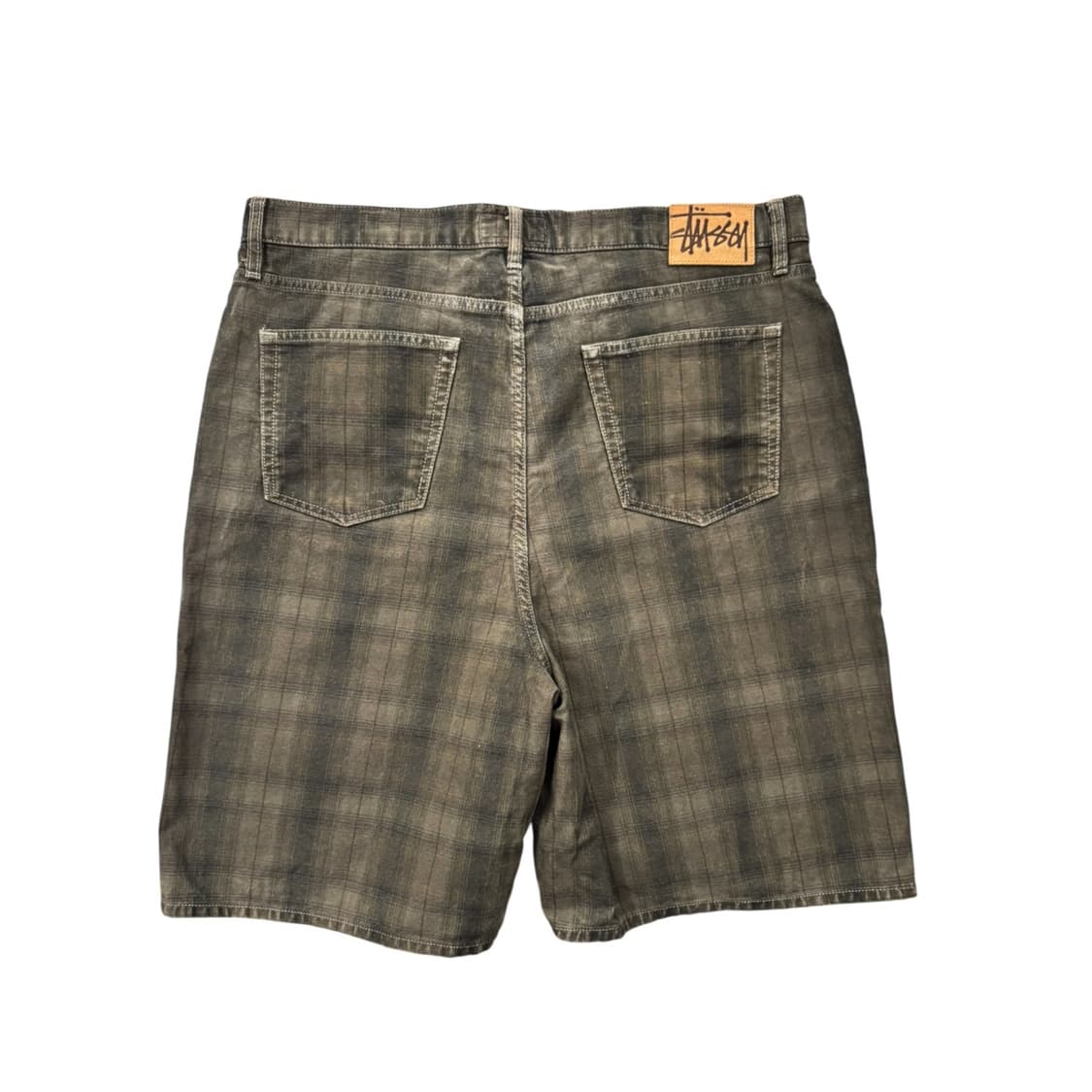 스투시 빅올 캔버스 플레이드 쇼츠 반바지 올리브 상품이미지2