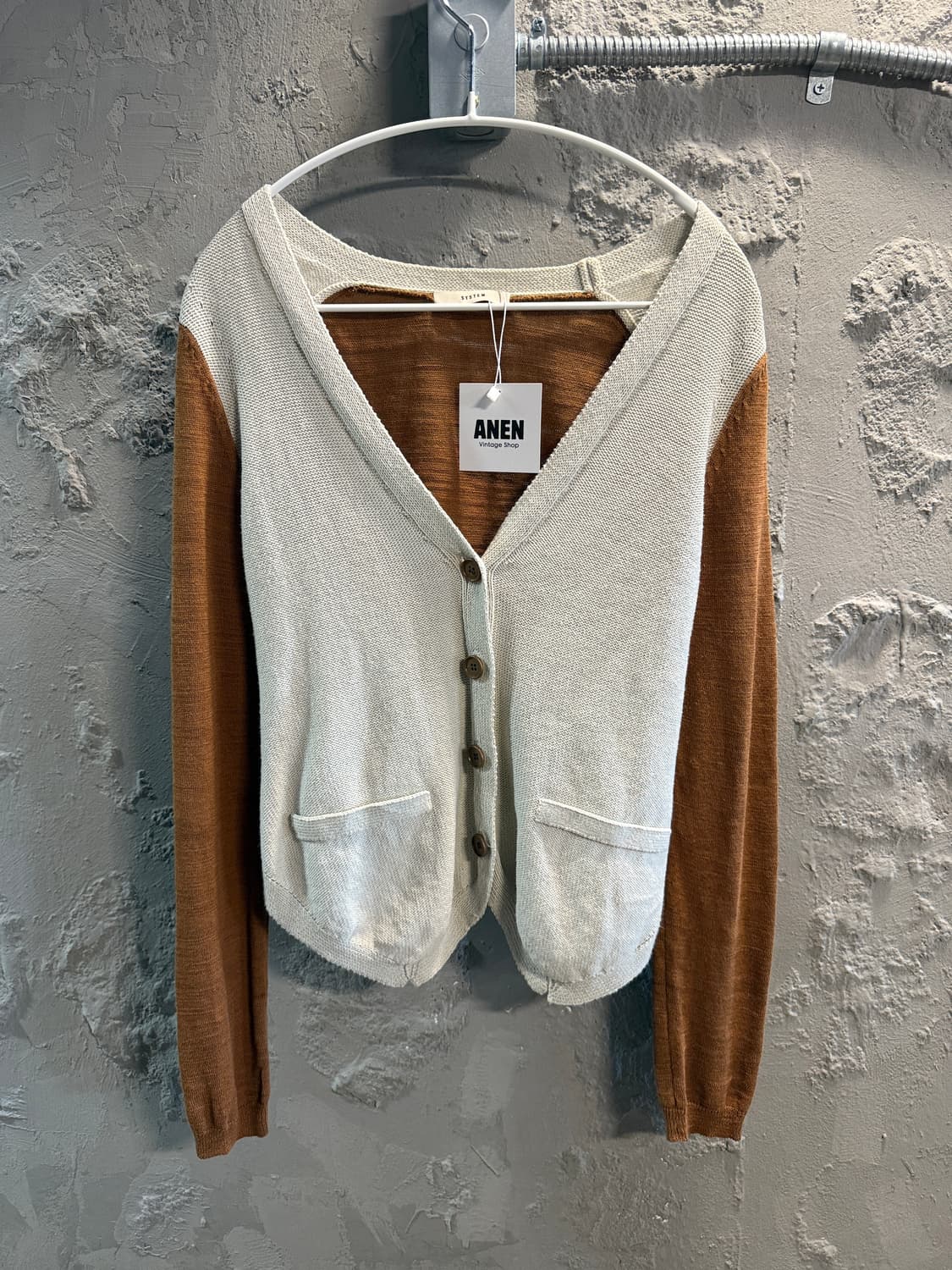 시스템 투톤 니트 가디건 F (90) 상품이미지1