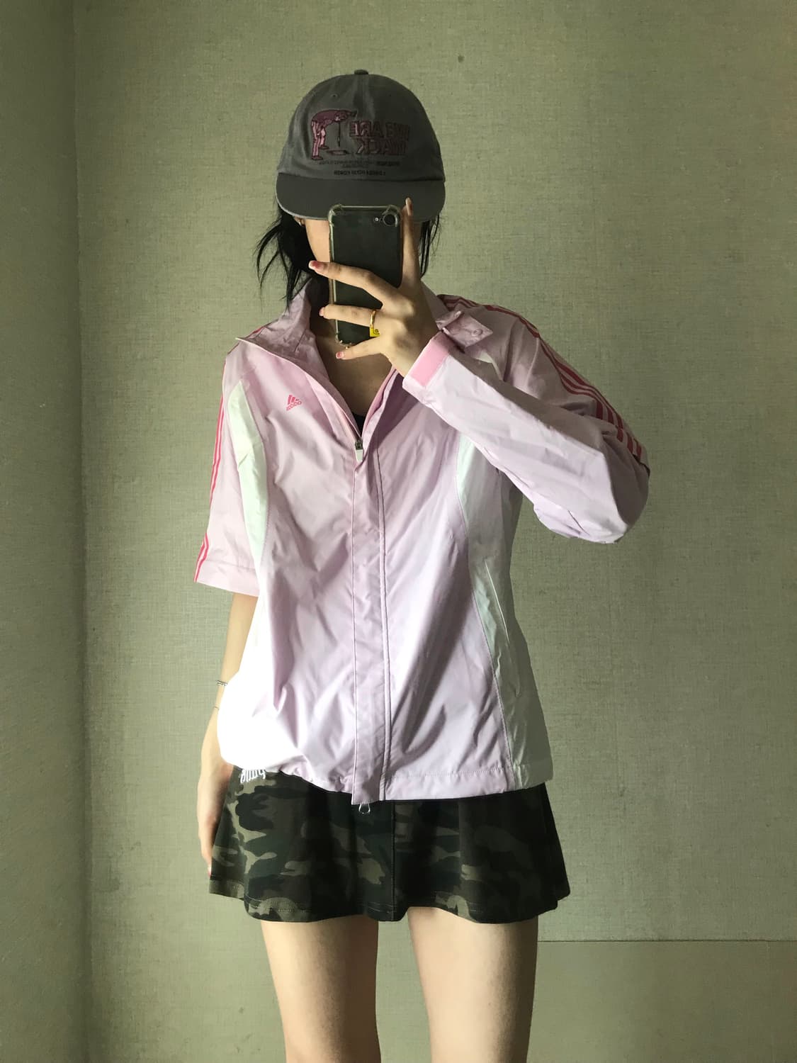 아디다스 핑크 투웨이 절개 바람막이 상품이미지5