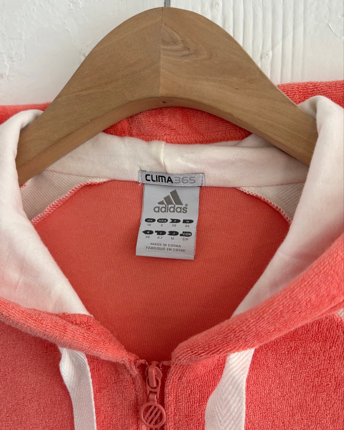 Adidas 아디다스 코랄컬러 타올코튼 하프 후드집업  상품이미지3