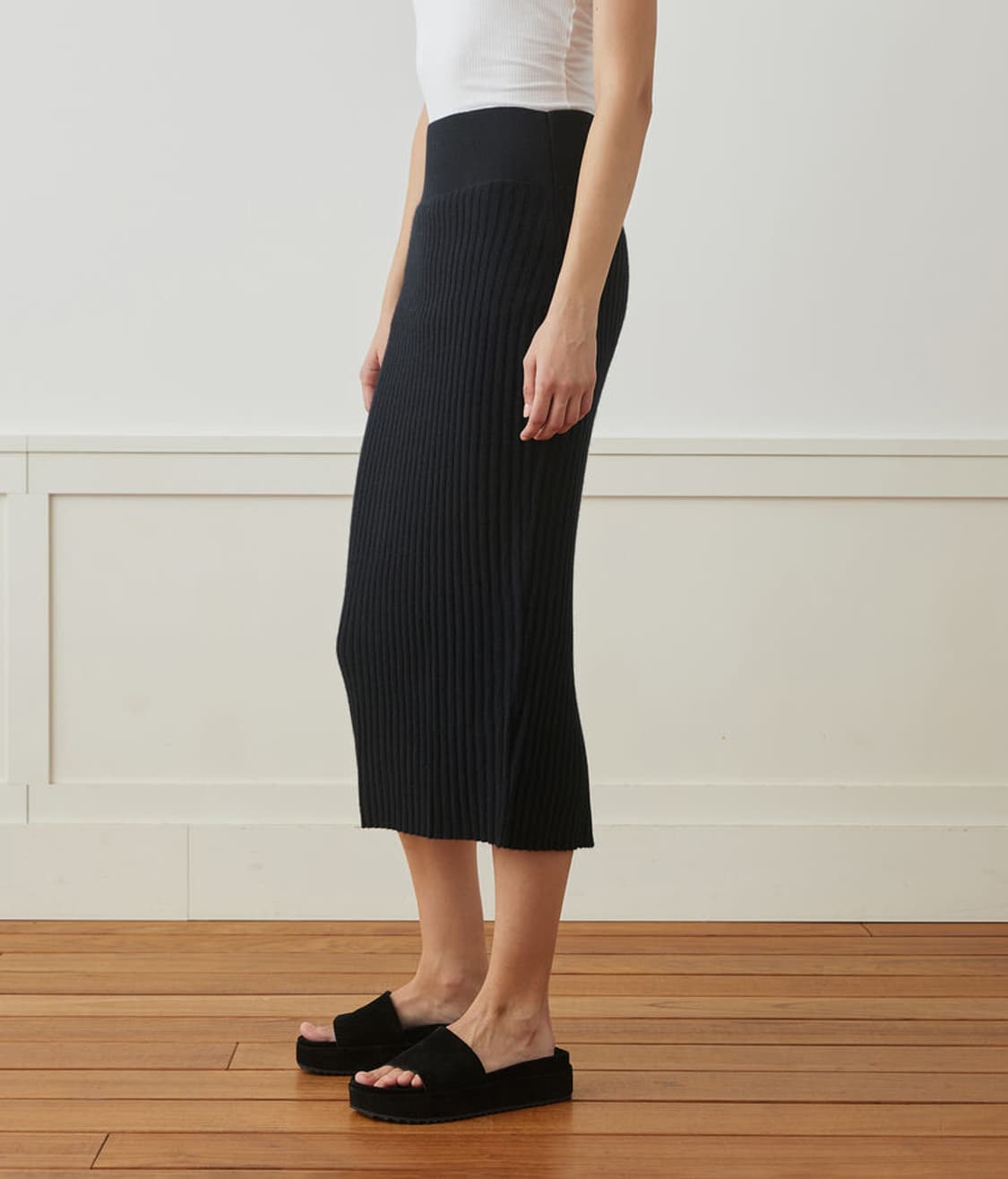 (정품/새상품) 제임스펄스 여성 블랙 캐시미어 립 펜슬 스커트 상품이미지7