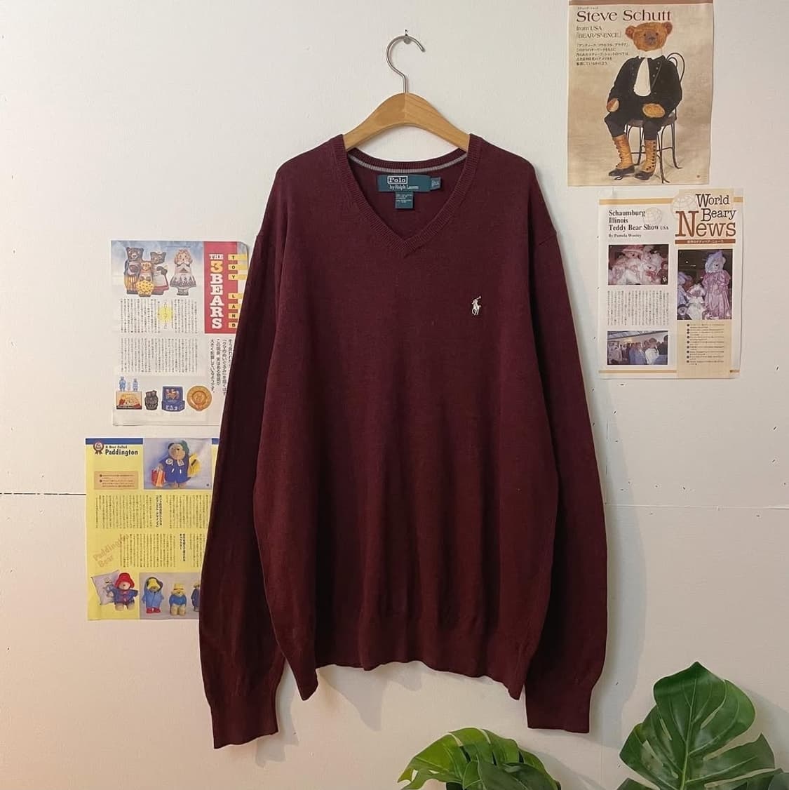 빈티지 폴로 와인 브이넥니트 상품이미지2