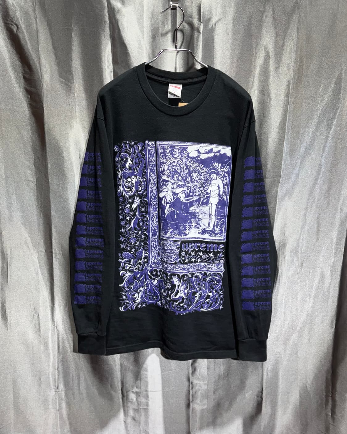 M 슈프림 스펠링 빅로고 퍼플 프린팅 롱슬리브 상품이미지3