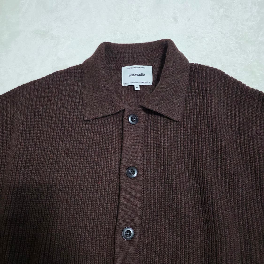 (M)비바스튜디오 카라넥 니트 가디건 브라운 상품이미지2