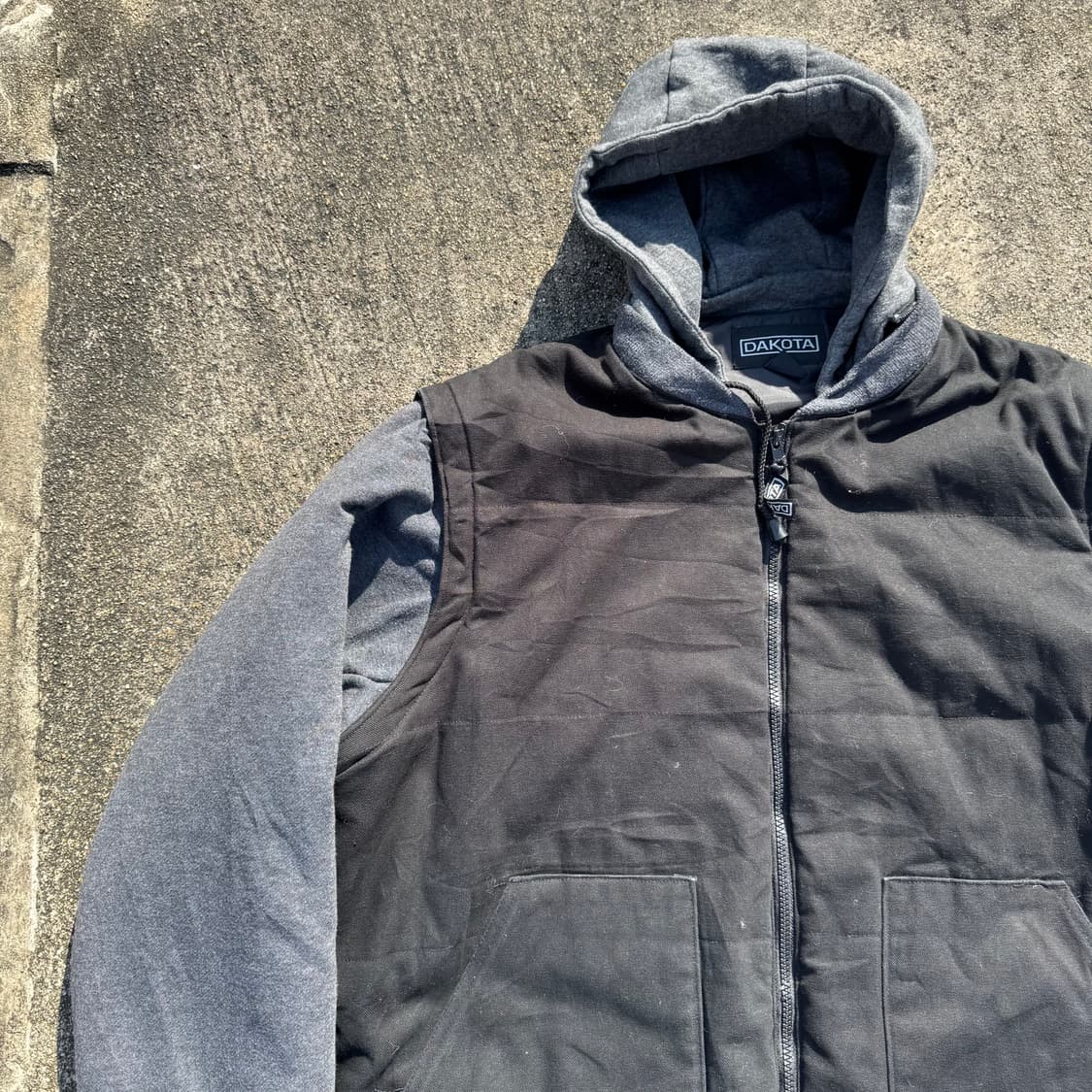[XL~XXL] 빈티지 후드 팔 탈부착 패딩 조끼 자켓 상품이미지4