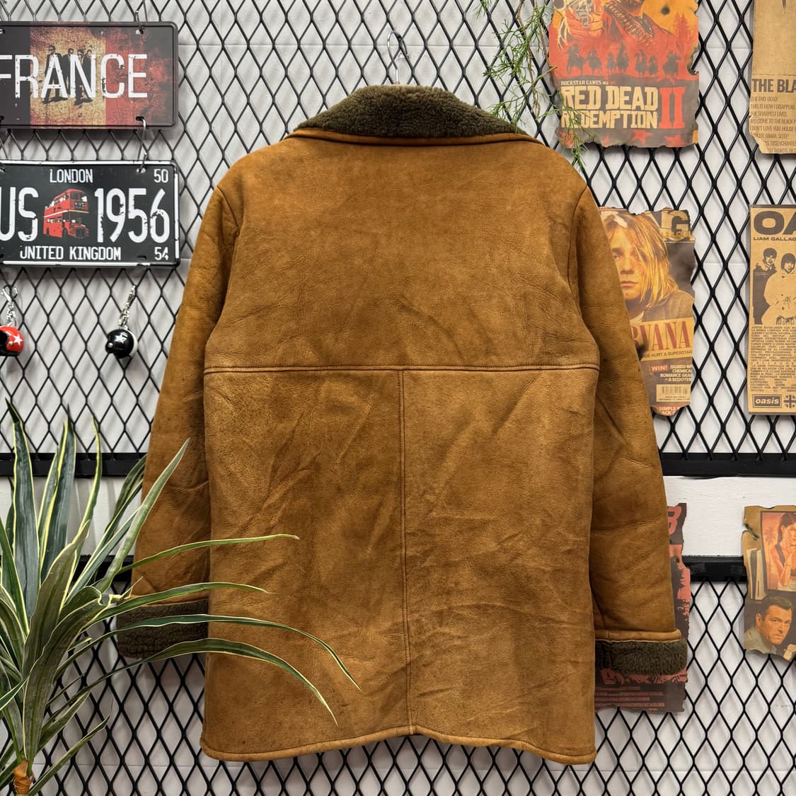 80s USA VINTAGE 양가죽 토글 무스탕 코트 브라운 상품이미지2