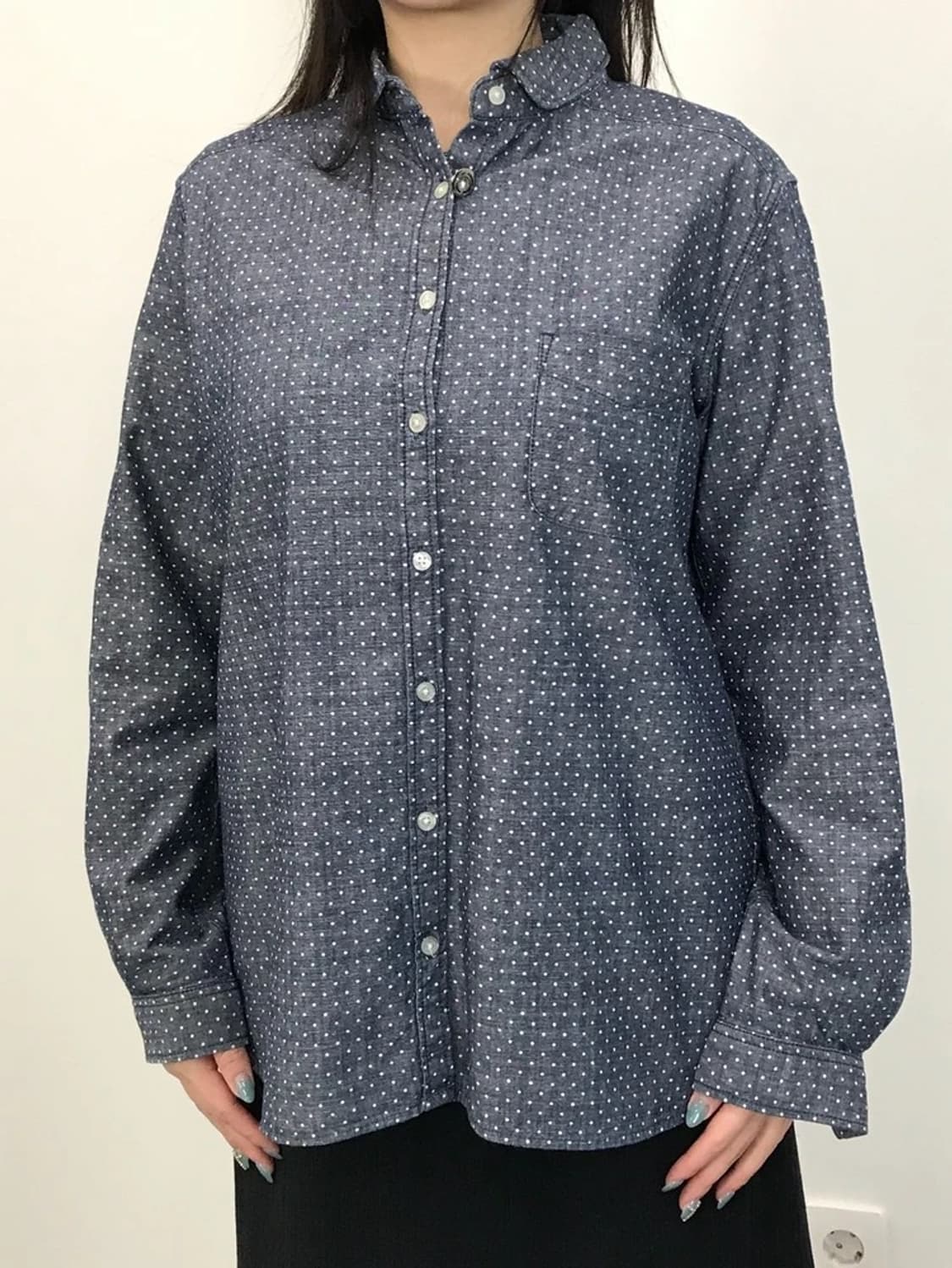 Navy Dot Pattern Casual Shirt 상품이미지2