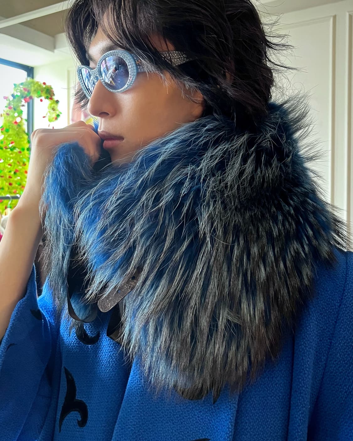 SAGA Furs European Real Fox Blue Scarf 상품이미지2