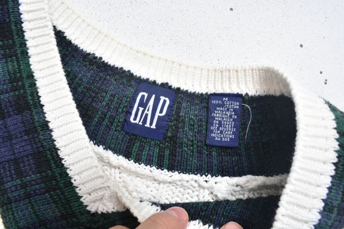 90S 올드 갭 브이넥 케이블 니트 M 상품이미지4