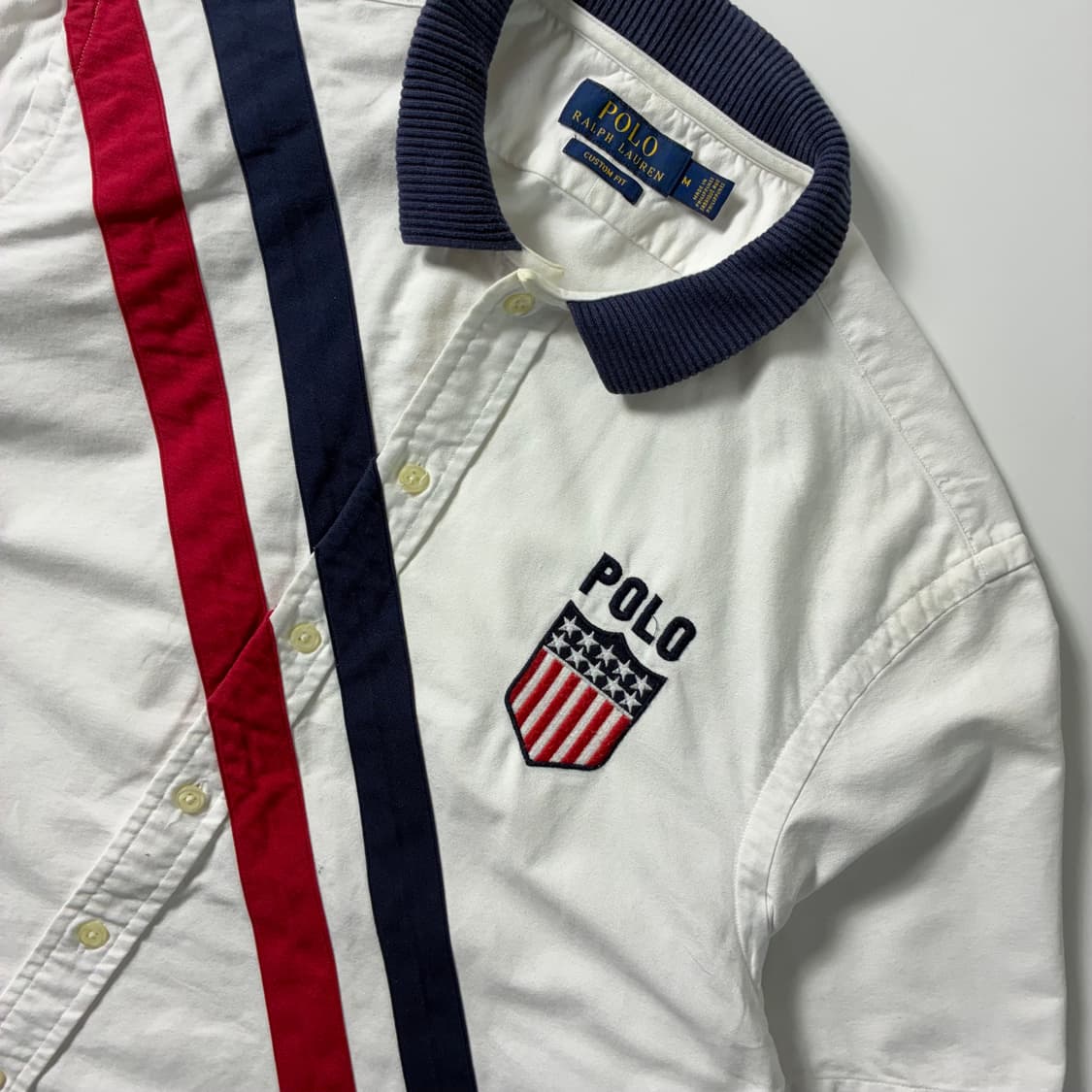 Polo  폴로 랄프로렌 자수 코튼 성조기 화이트 옥스퍼드 반팔 셔츠   상품이미지2