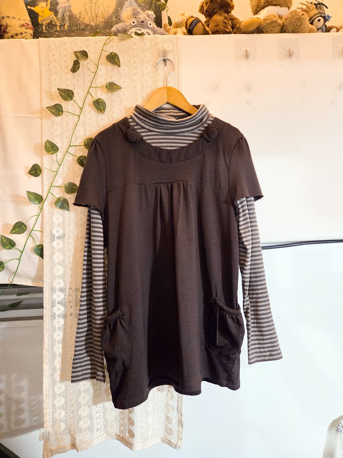 코코아 레이어드 일체형 탑 상품이미지1