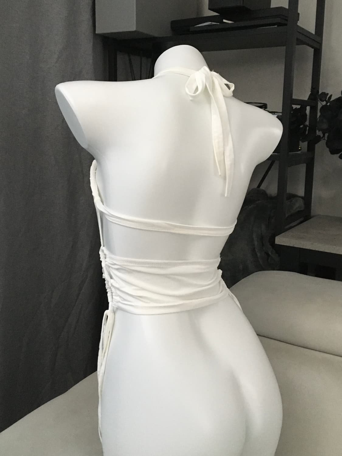 ༒ White Backless Cross Top 상품이미지3