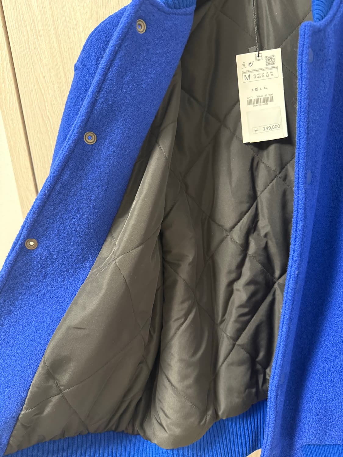 자라 울100 바시티 블루종  블루 M 상품이미지7