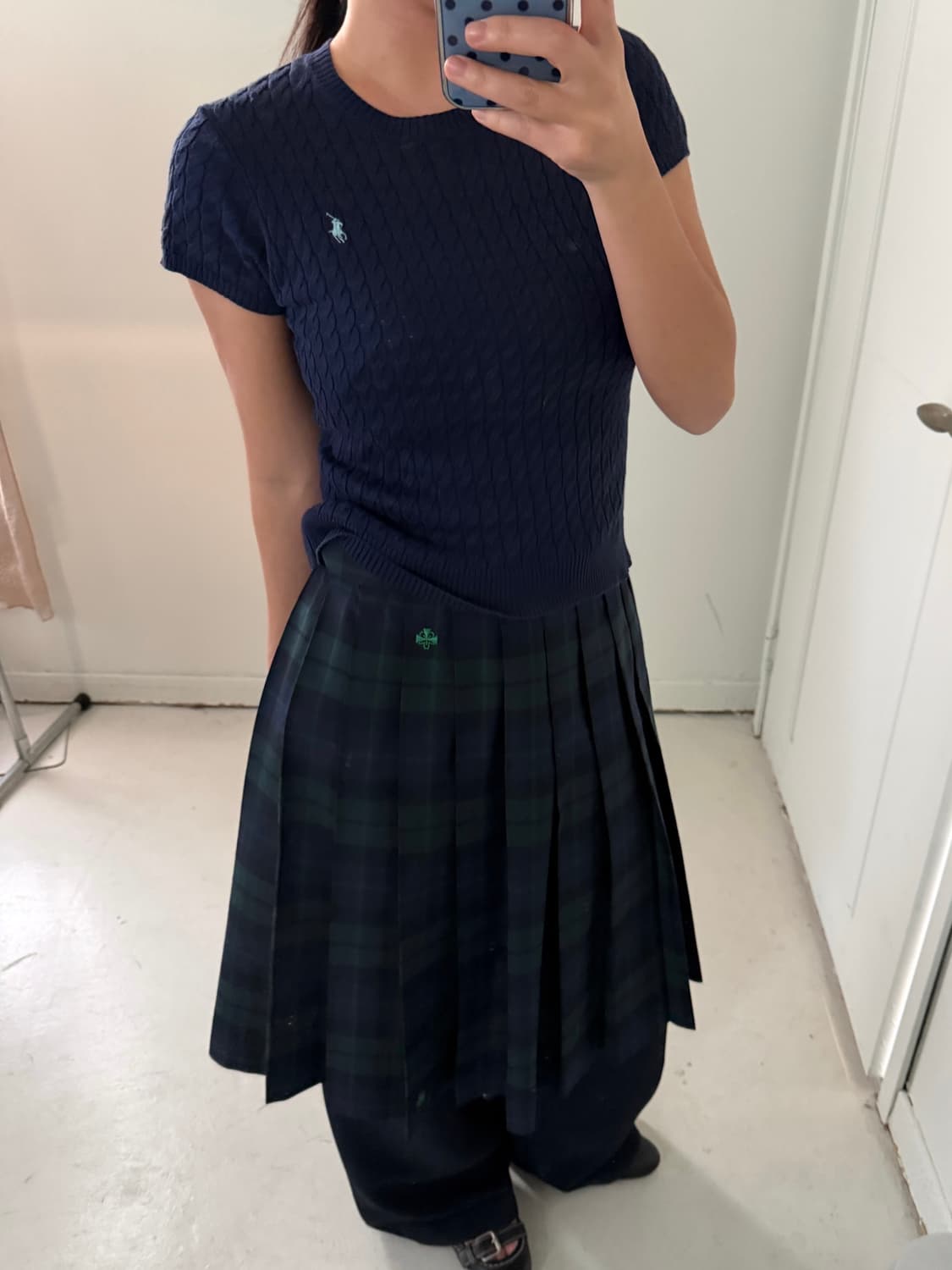 폴로 랄프로렌 네이비 케이블 반팔니트 상품이미지1