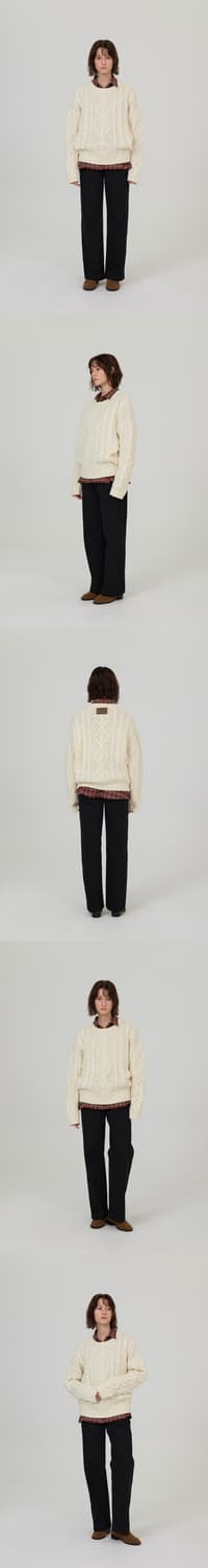 [썸웨어버터] 파파 울 케이블 니트 - 아이보리 상품이미지4