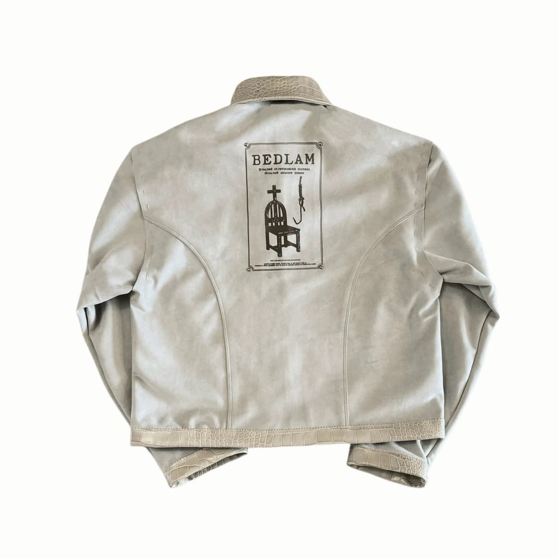 Ivory Ruin Print Leather Jacket 상품이미지2