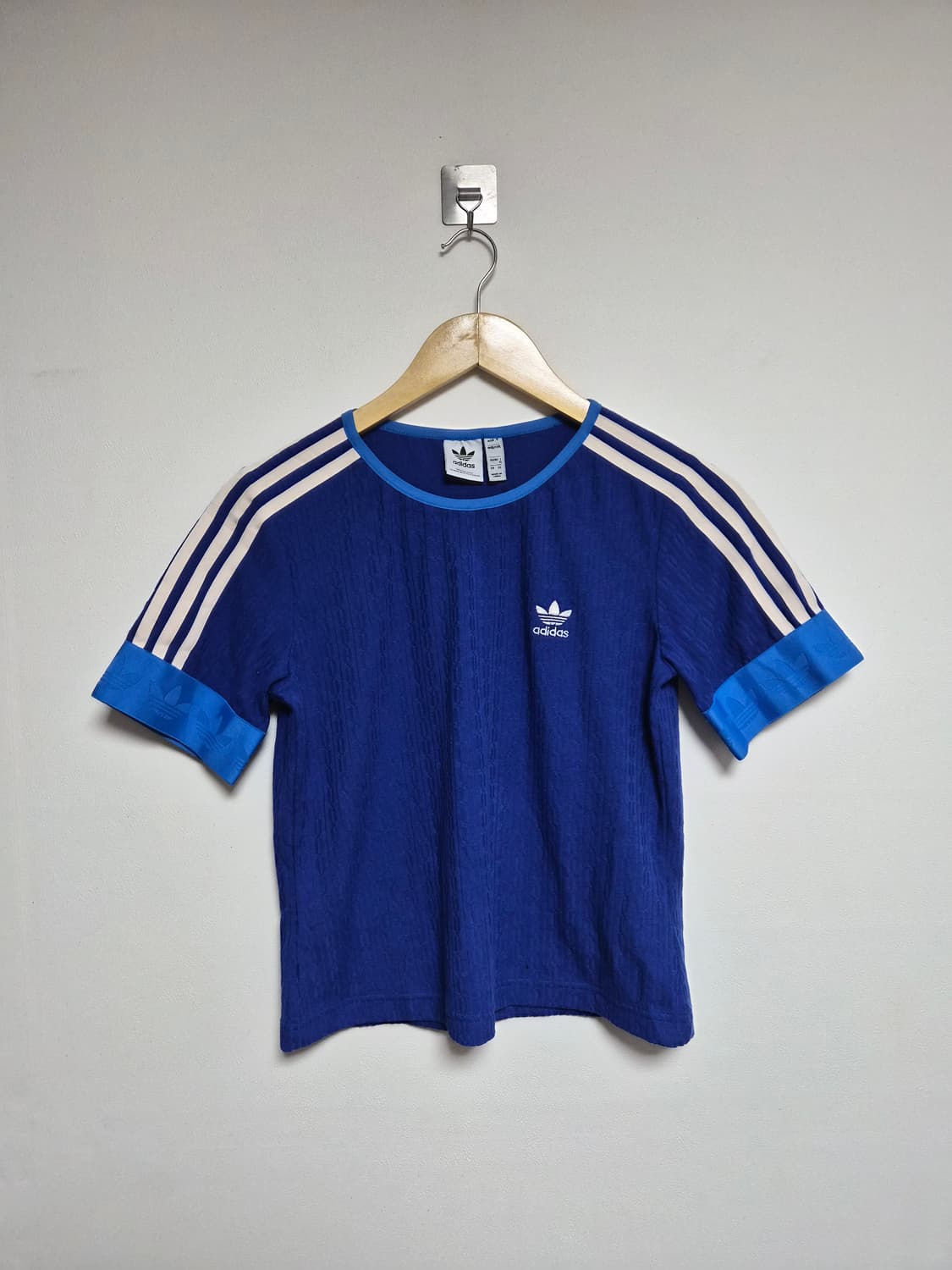 아디다스Adidas 삼선 져지 크롭 반팔티셔츠 XL - T143 상품이미지1