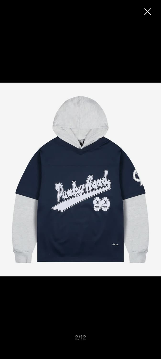 글랙 럭비 레어어드 후드 NAVY 상품이미지1