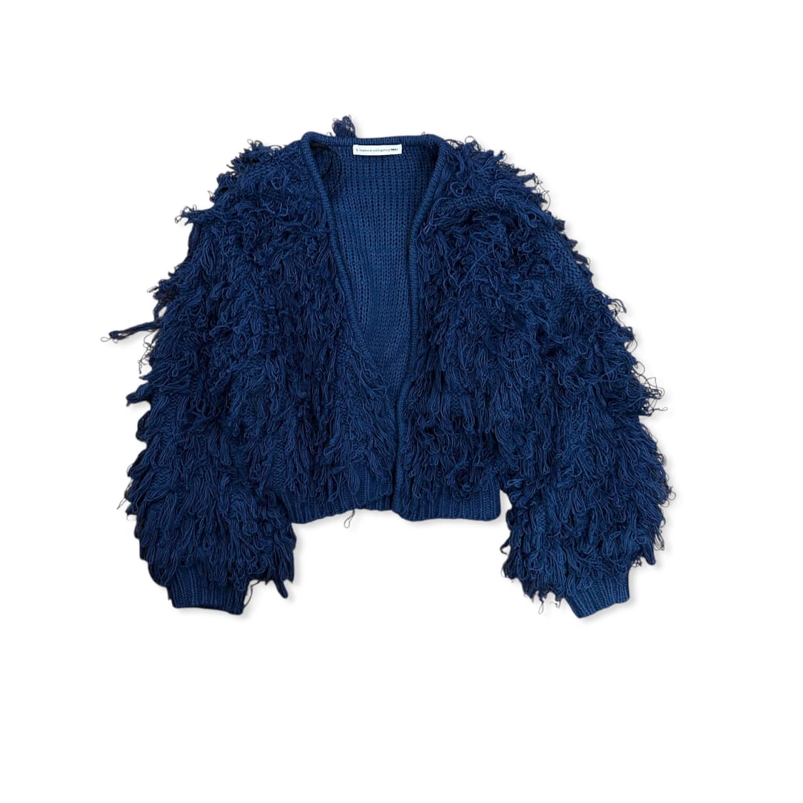 Navy Long Fur Crop Cardigan 상품이미지1