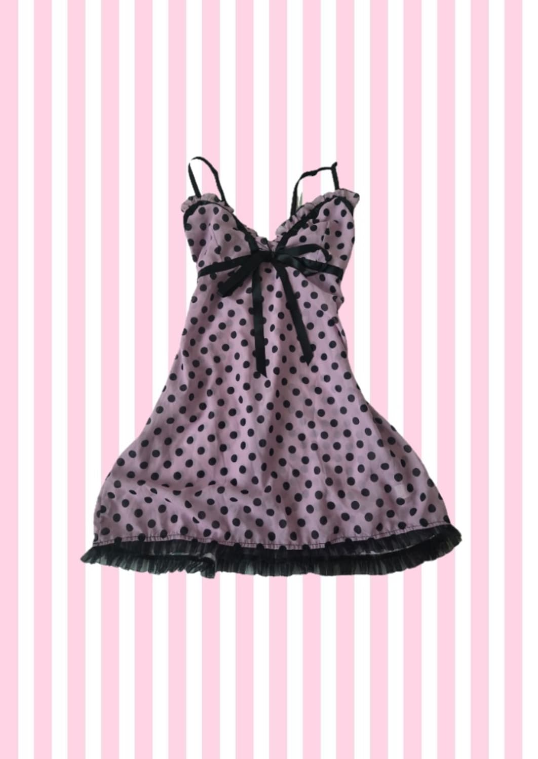 갸루 히메 핑크 도트 땡땡이 슬리브리스 나시 상품이미지1