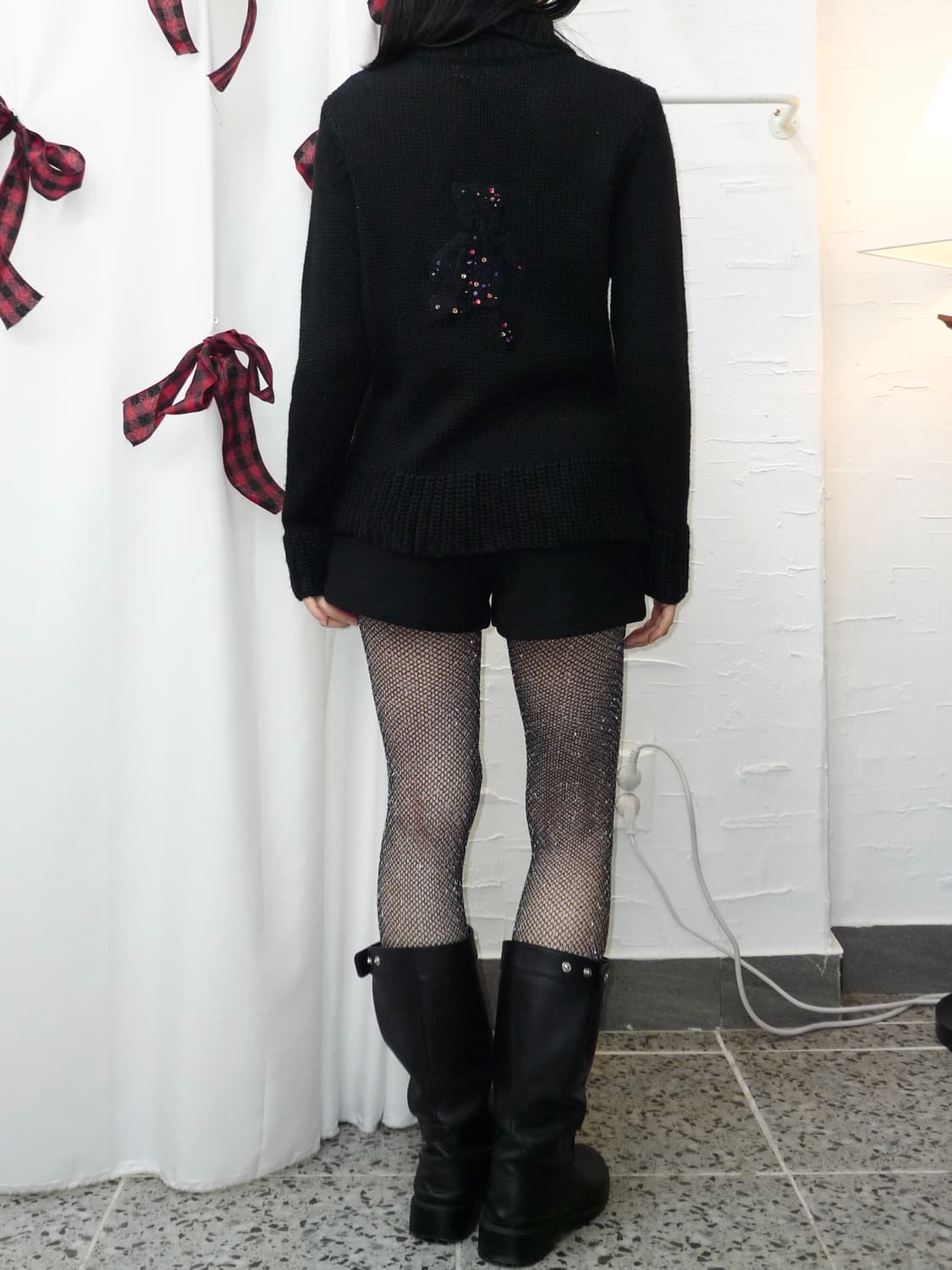 Bear beads black knit 상품이미지3