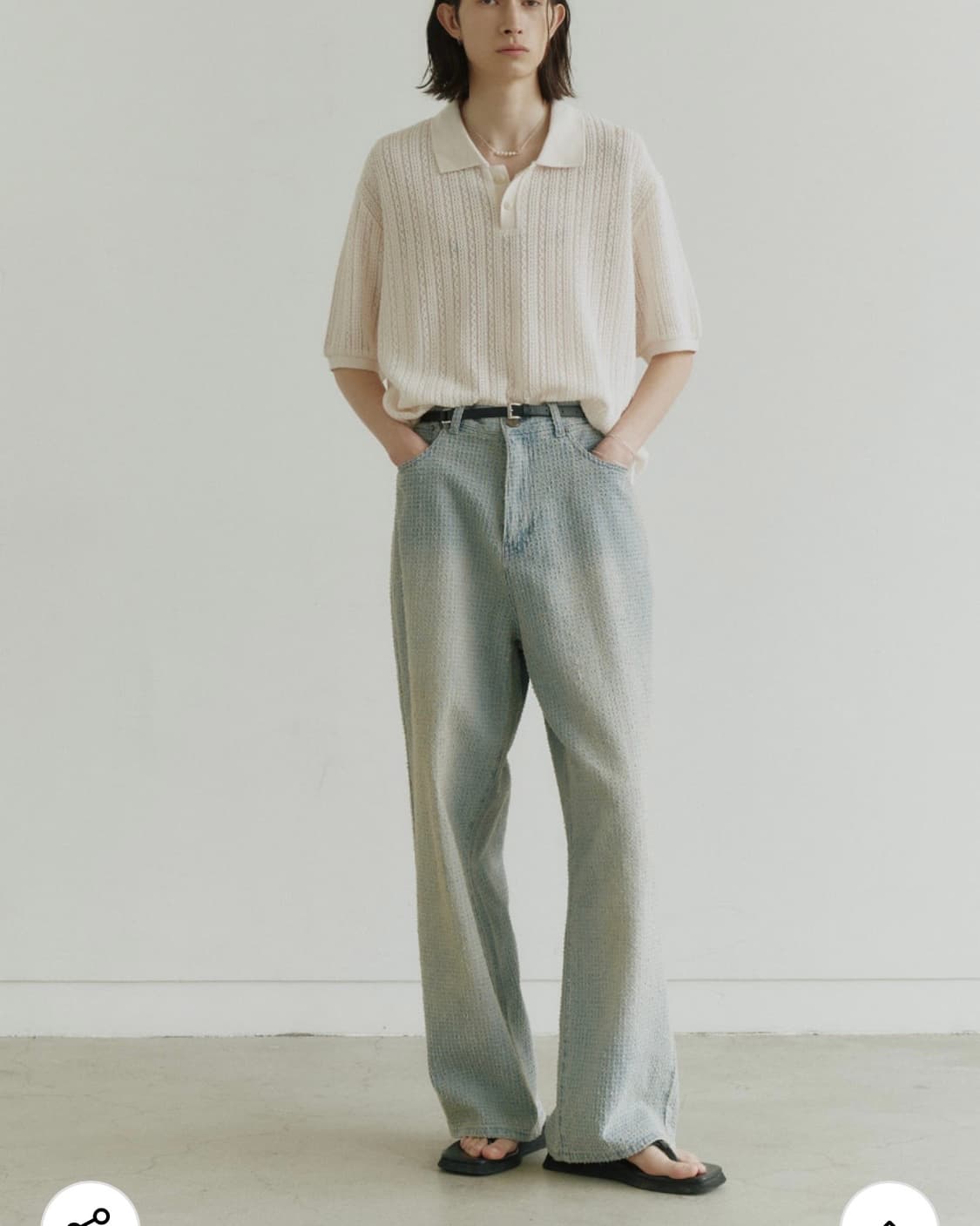 노이어 데미지 스트라이프 데님 팬츠 (라이트블루) 50 상품이미지8