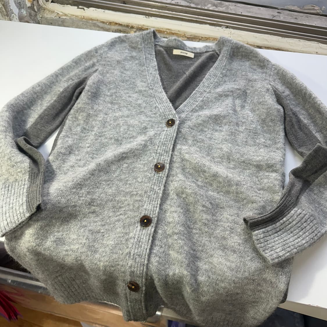 우먼F 시스템 그레이배색 캐시미어혼방 양모가디건 상품이미지3