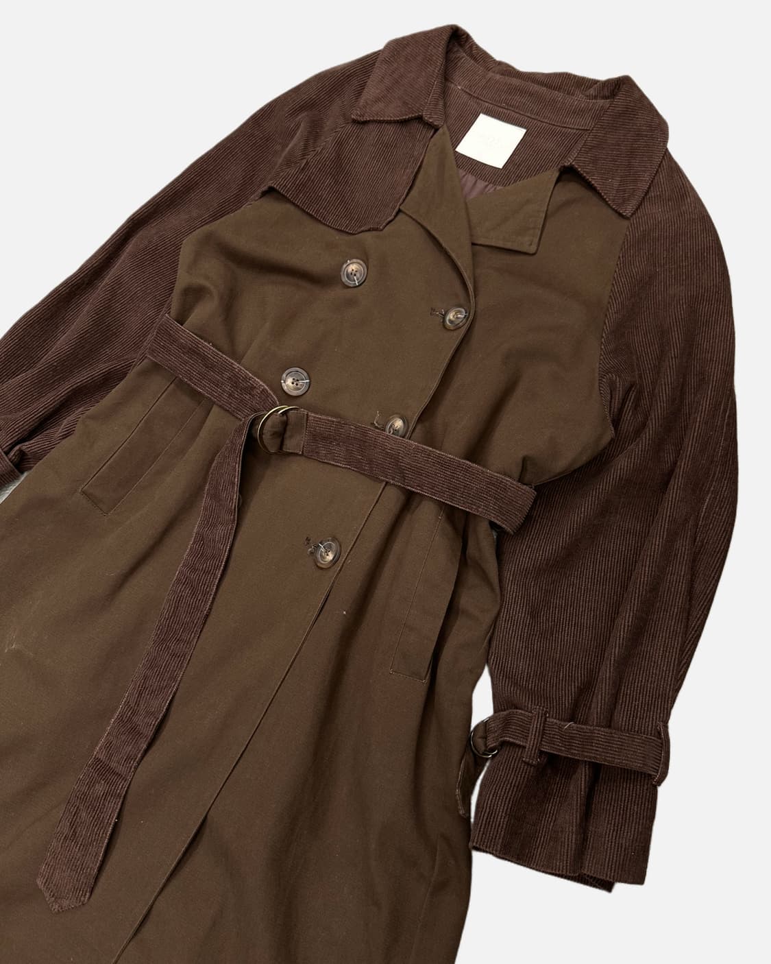 brown corduroy mixed pleats coat 상품이미지3