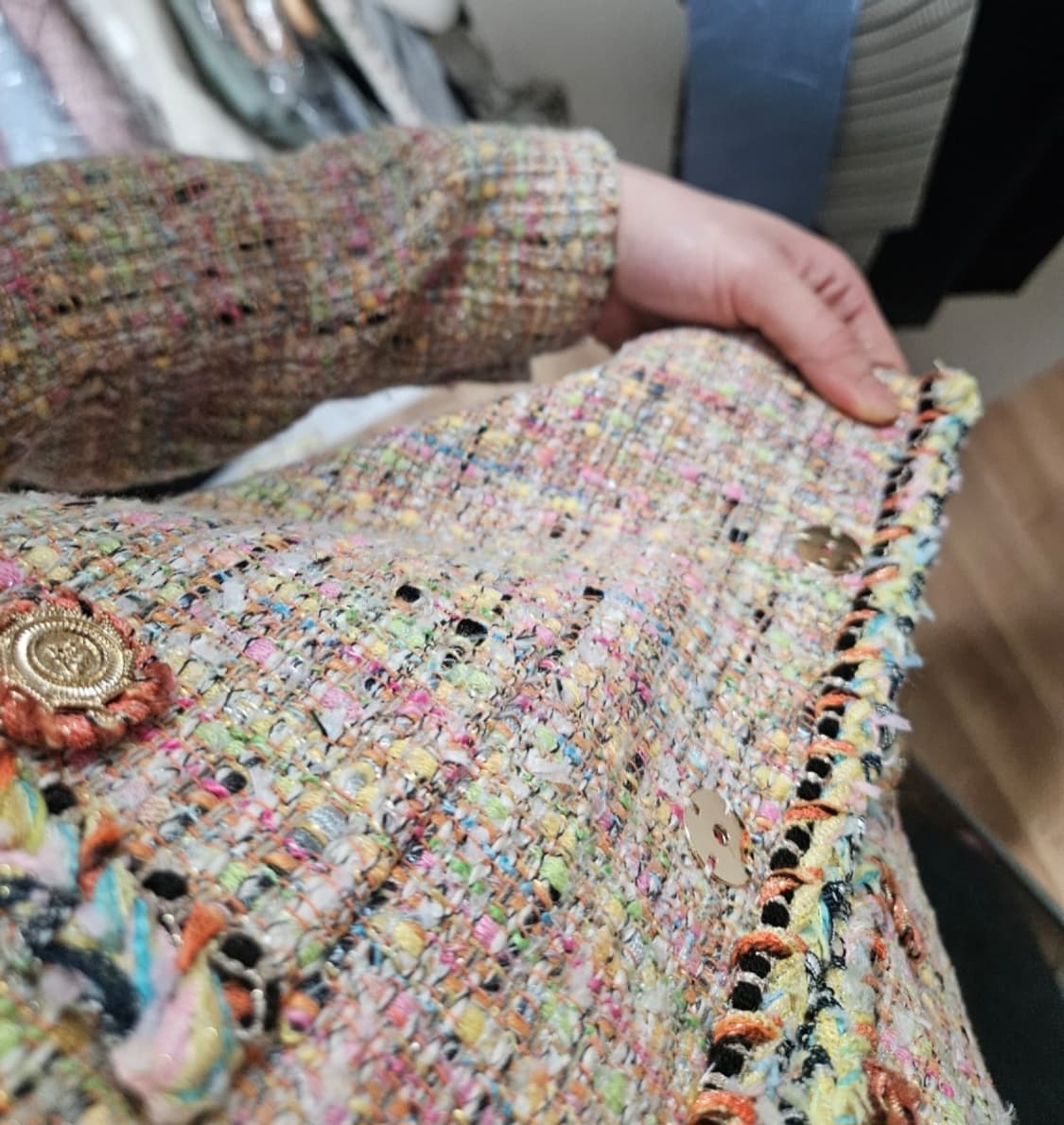 Michaa 미샤 자바라 배색 트위드 숏 자켓 상품이미지4