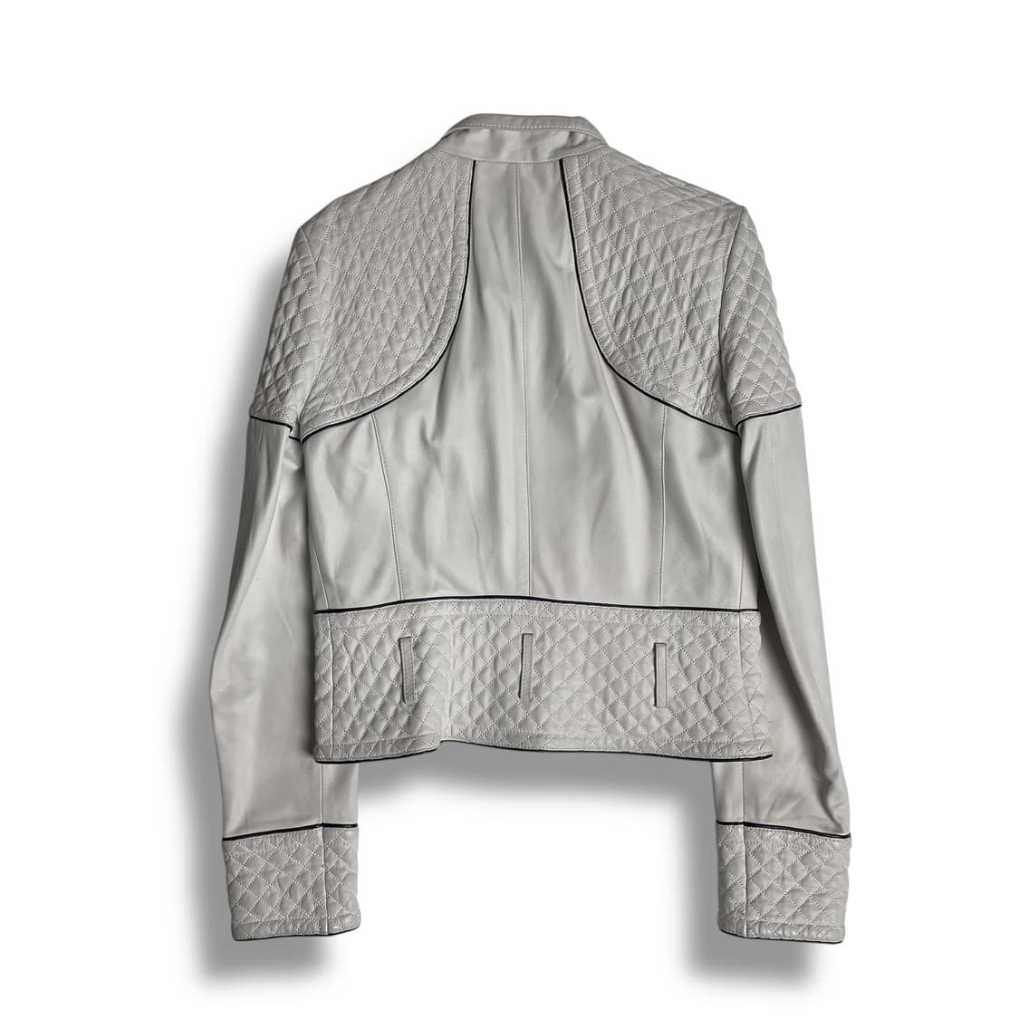 Dolce&gabbana 화이트 레더 퀼팅 벨트 자켓 상품이미지4