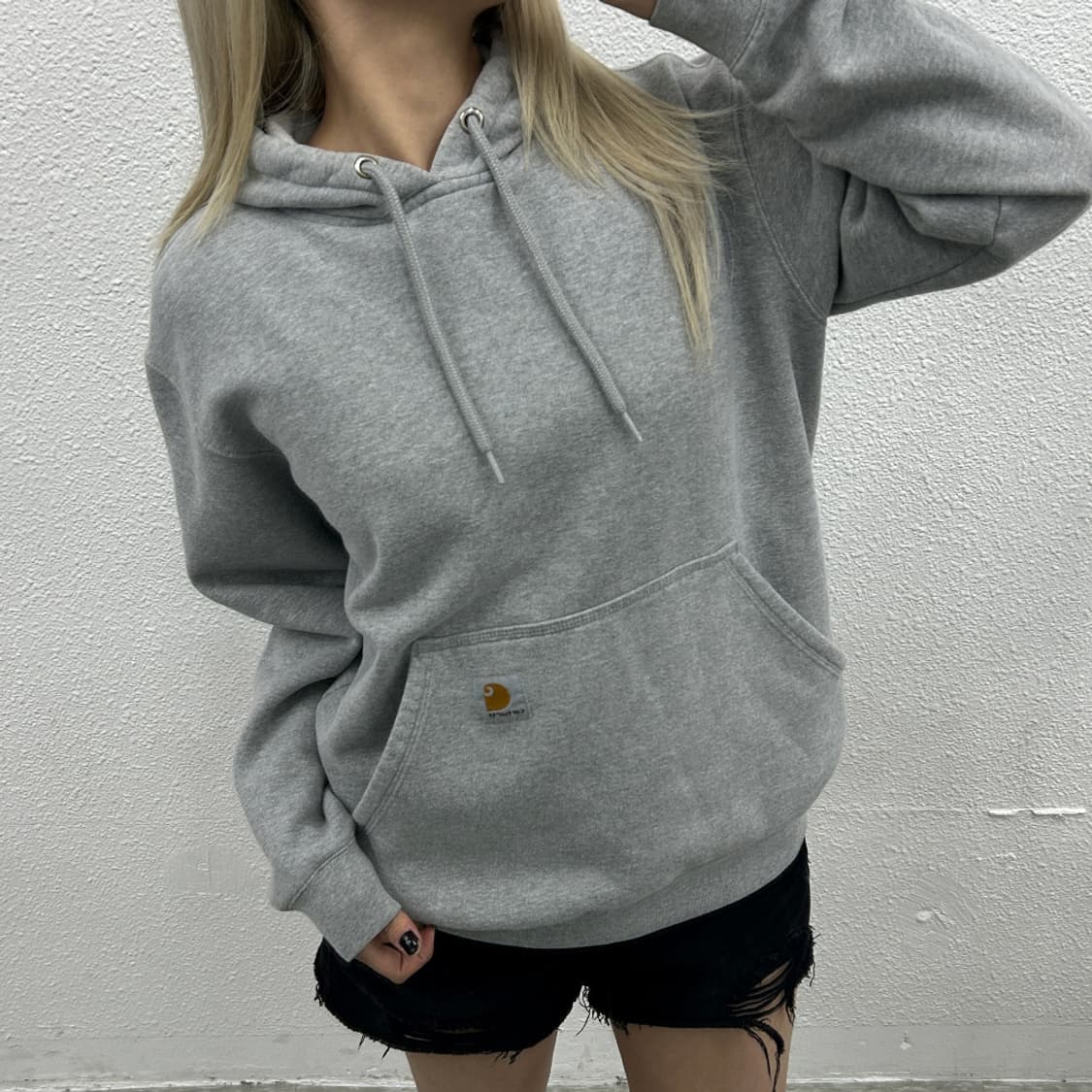 칼하트 로고 그레이 후드 S 상품이미지1