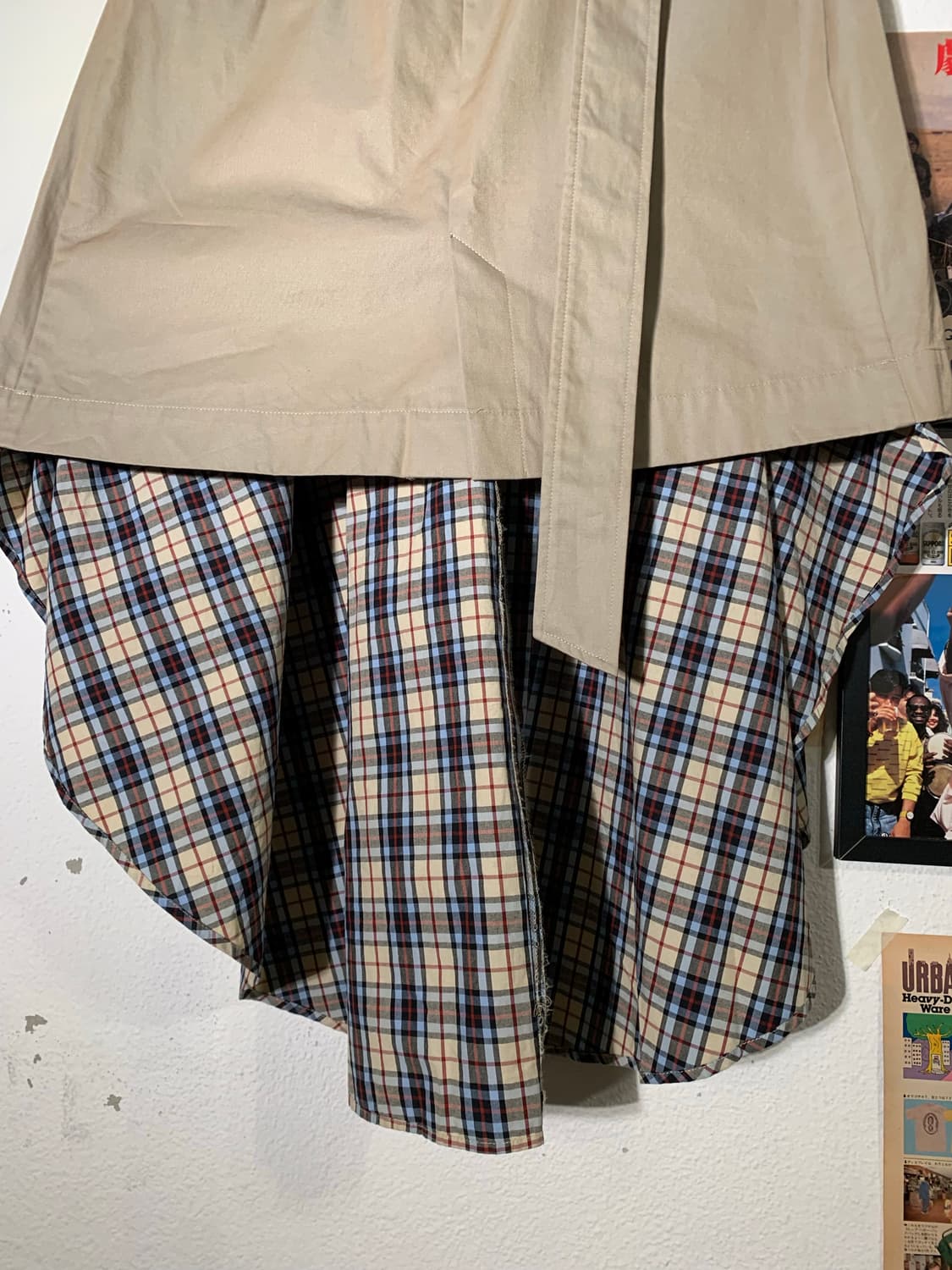 미하라 야스히로 베이지 체크 랩스커트 + 벨트 상품이미지5