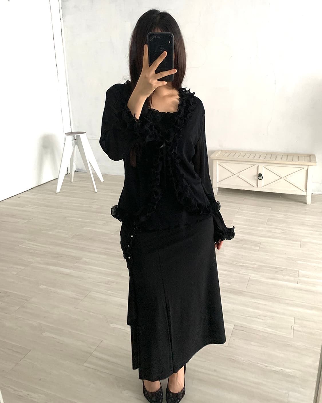 Sleeveless Layered Frill Mesh Cardigan 상품이미지4