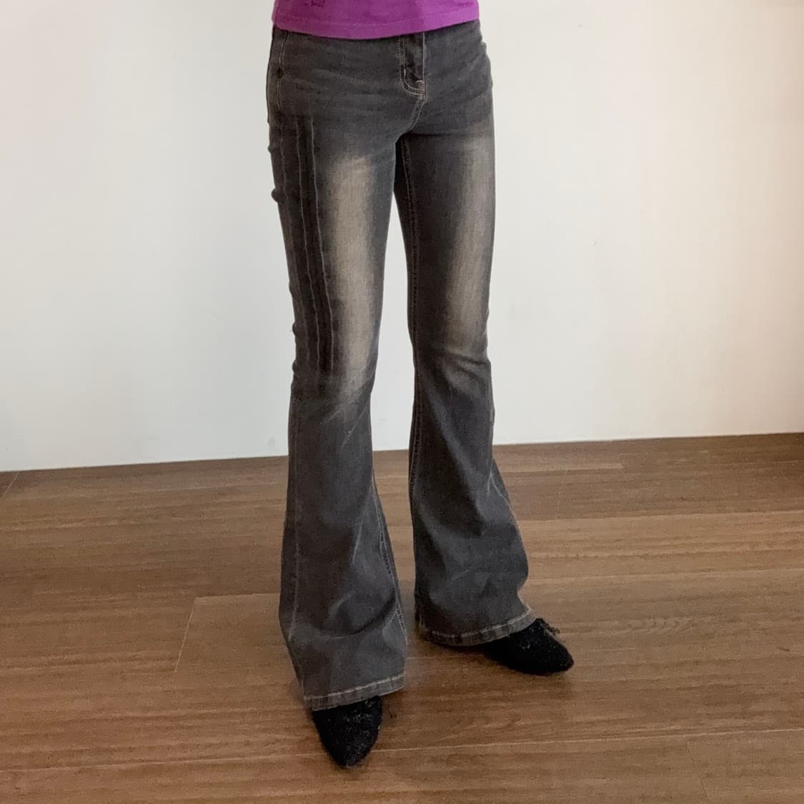 Black Washed Slim Bootcut Jeans  상품이미지2