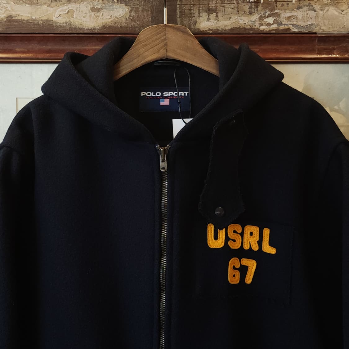 90s 폴로 스포츠 랄프로렌 미 공군 사관학교 울 후드 카뎃 코트 XL 상품이미지4