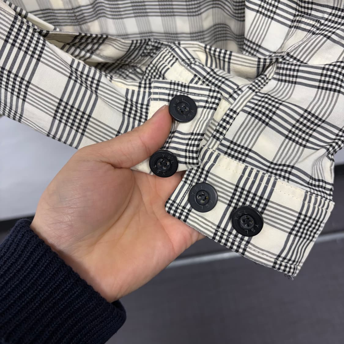 YSL 입생로랑 체크 블루종 상품이미지5